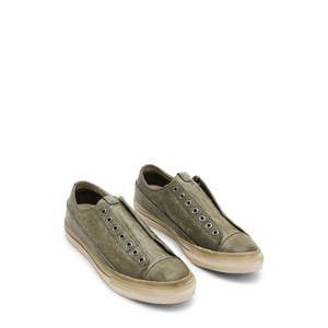 Лаковые низкие кроссовки John Varvatos из потертой кожи с металлической отделкой без шнурков 10045481