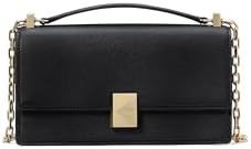 Kate Spade New York Маленькая черная сумка через плечо из плетеной кожи с цепочкой, размеры: высота 11 см, ширина 20 см, глубина 6 см 11042387