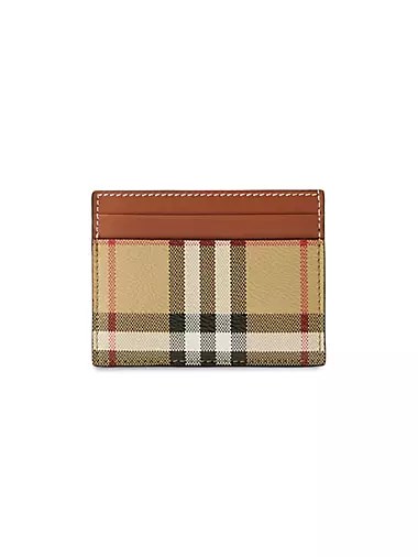 Burberry Карточный холдер Sandon в шахматном узоре из полиуретана и хлопка с 4 карманами, на молнии, кожаный, размер 10,5 см х 7,6 см 10043735
