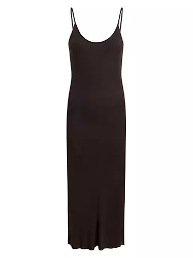 Трикотажное рифлёное платье-майка с открытым вырезом и тонкими бретелями Leesal от Khaite, Португалия 10044978