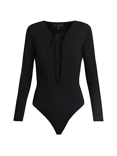 Nili Lotan Шелковое боди Adalynn с V-образным вырезом и застежкой-шнуровкой, длинные рукава 11035429