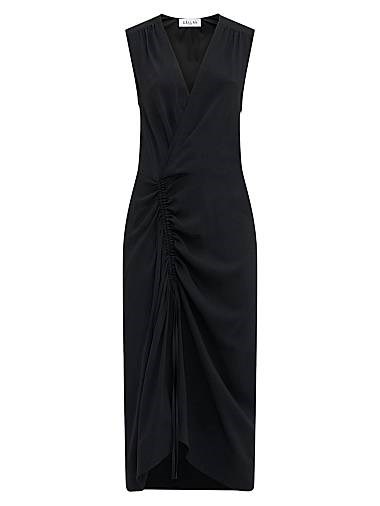 Callas Milano Итальянское платье-миди Agnes с V-образным вырезом и боковым сбором 11036574