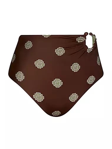 Johanna Ortiz Купальник с высокой талией La Paz Mocca Taita с U-образным кольцом и геометрическим принтом 10043884