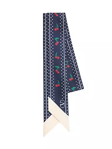 Valentino Garavani Шарф-бандо из шелка Cherryfic, 100% шёлк, 6 x 120 см, производство Италия 10043868