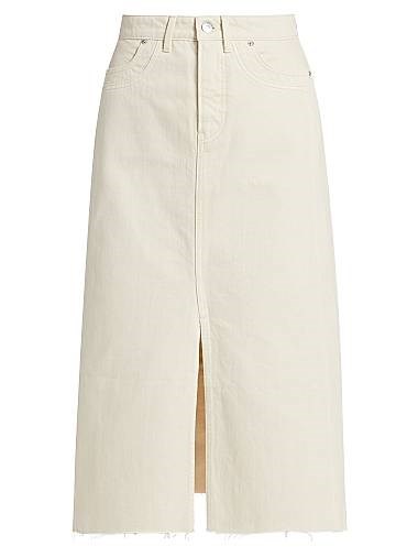 Миди-юбка A-Line из денима с пятью карманами и передним разрезом Victoria от Veronica Beard 10045188