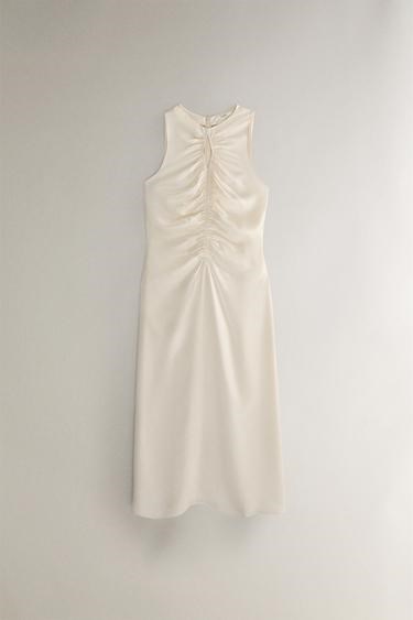 Zara Home Шелковый ночной сарафан с сборками на груди, легкий и мягкий, идеален для кожи 11037756