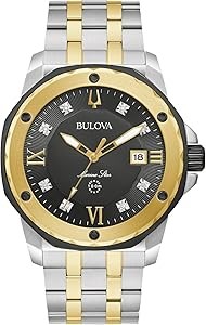 Bulova Двухцветные мужские наручные часы из нержавеющей стали ',Marine Star', с черным циферблатом и тремя стрелками, модель 98D175 11105355