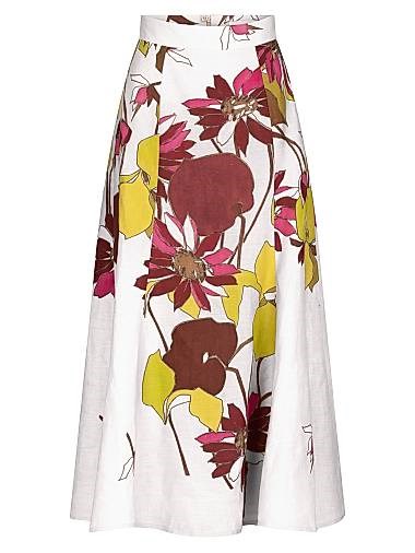 Льняная миди-юбка Erin с ярким цветочным принтом и поясом от Silvia Tcherassi 11034952