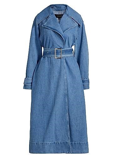 Хлопковое кашемировое пальто из денима Toccin Chloe с поясом и отложными лацканами 11031348