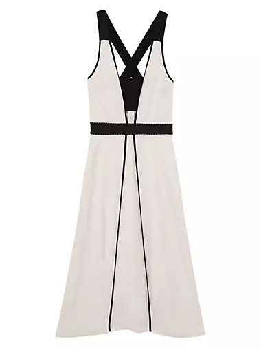 Reiss Сарафан миди Valencia A-Line с глубоким V-образным вырезом и перекрещивающимися бретелями, 83% вискоза 10043482