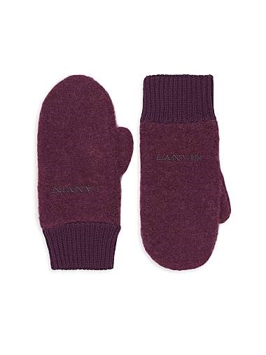 Lanvin Митенки из альпака шерсти с вышитым логотипом и ребристыми манжетами, сделаны в Италии 10043971