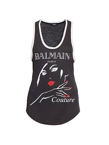 Топ без рукавов из джерси и муслина от Balmain с графикой ',Balmain Beauty',, 67% лиоцелл/33% хлопок 11034887