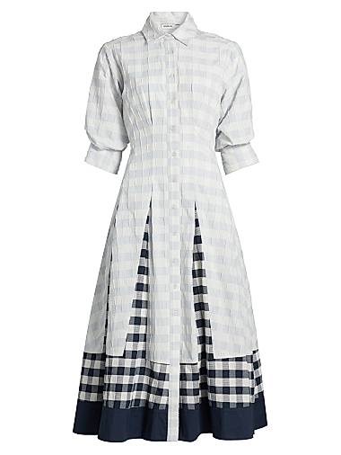 Миди-платье с пуговицами от Simkhai из 100% хлопка с отложным воротником и карманами 11035924