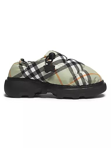 Мюли Pillow Check от Burberry из нейлона с круглым носом и эластичной шнуровкой, платформа 50 мм 10044769