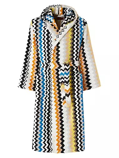 Длинный хлопковый халат с капюшоном от Missoni с ярким зигзагом, произведен в Португалии 10043686