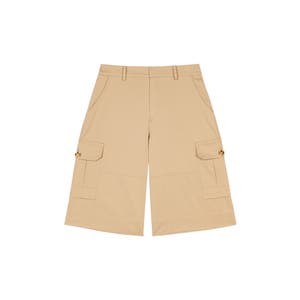 Хлопковые бермуды Maje с высокой талией, широкими штанинами и клапанными карманами на золотых пуговицах 10041408