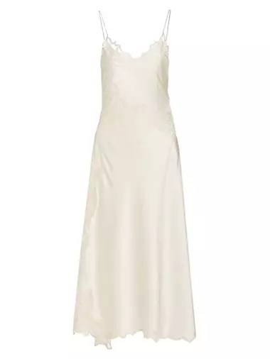 Ulla Johnson Шелковое платье-комбинация Luciene с цветочной вышивкой, 100% шёлк, V-образный вырез, завязки 10044405