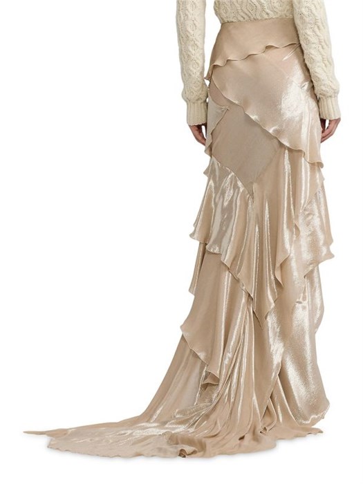 COLLECTION Ralph Lauren Макси-юбка из металлических рюшей Neeva COLLECTION от Ralph Lauren, Италия, 48% вискоза, 36% шелк, 16% металлические волокна 11040465