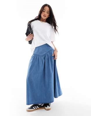 Юбка-миди из шамбре Wednesday',s Girl с высокой талией и боковой молнией 11023872