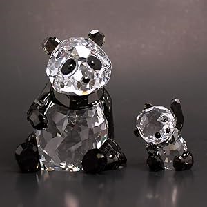 Swarovski Фигурка мамы панды с детенышем из прозрачного и черного кристалла, 8 см, 10,5 см, 7 см, отличный подарок 11084059