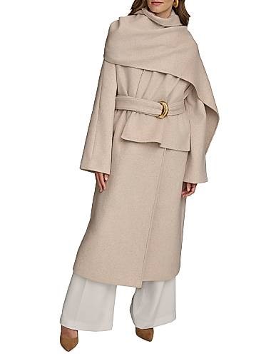 Donna Karan New York Wool-Blend Belted Scarf Coat 10045511