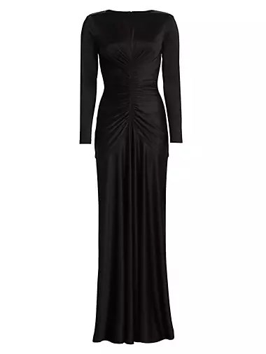 Элегантное вечернее платье Thea от Et Ochs с рюшами и длинными рукавами, 100% полиэстер 10045783