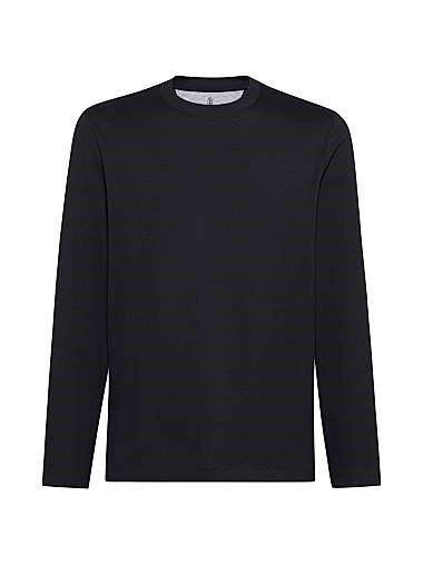Мужской лонгслив Brunello Cucinelli из хлопкового джерси с круглой горловиной, 100% хлопок, Италия 11036155