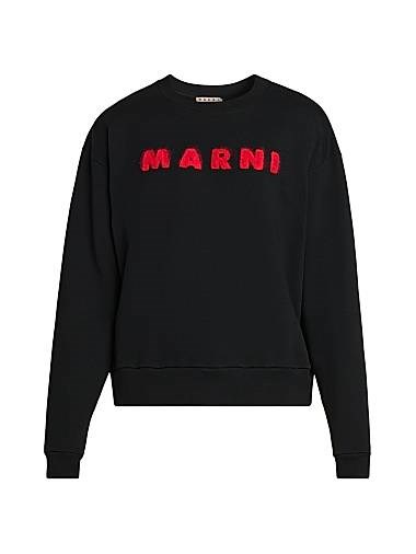 Лонгслив Marni из 100% хлопка с логотипом, отделкой из мохера и длинными рукавами 11031173
