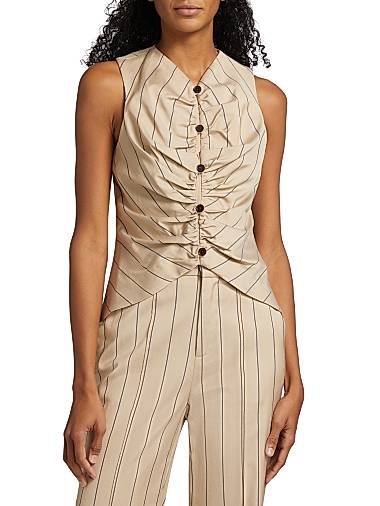 Жилет с V-образным вырезом и пуговицами All Buttoned Up от Rosie Assoulin, 63% вискоза, 35% хлопок 11034757