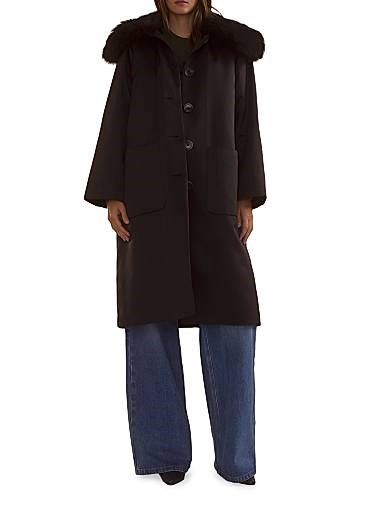 Сатиновое пальто Cynthia Rowley с съемным воротником из искусственного меха, длинными рукавами, 100% полиэстер 11036162