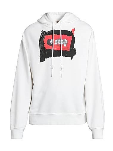 Хлопковое худи с коллажным логотипом Marni, расслабленным кроем, капюшоном и длинными рукавами 11031125