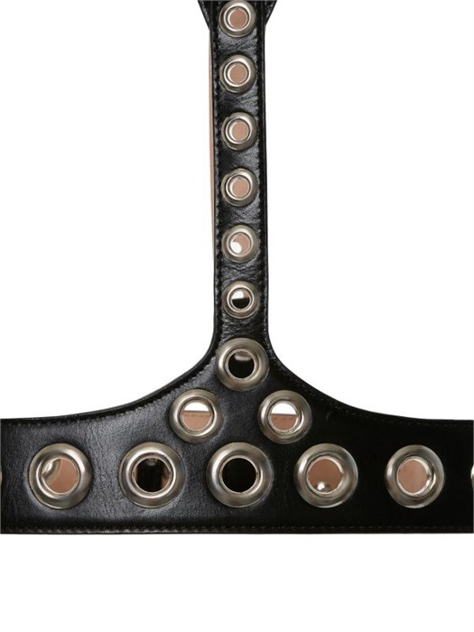 McQueen Кожаные подтяжки из мягкой телячьей кожи с металлическими люверсами и регулируемой застежкой 11040162