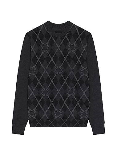 Свитер Givenchy из шерсти с монограммой 72, классическим кроем и узором аргайл 11031455