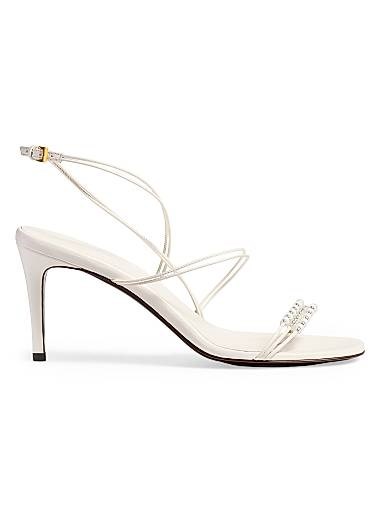 Изящные сандалии Loop на каблуке 75 мм от Khaite с декором из бусин и открытым носом 11031276