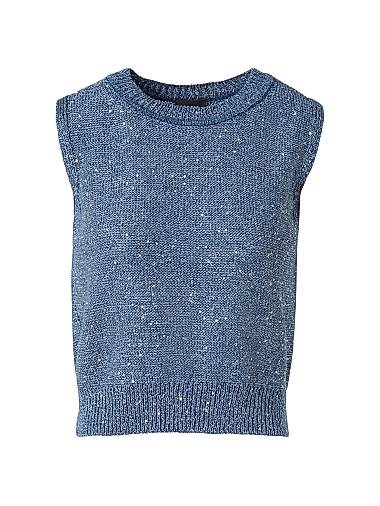 Блуза из льняного шелка Akris с пайетками, классический безрукавный силуэт 11034248