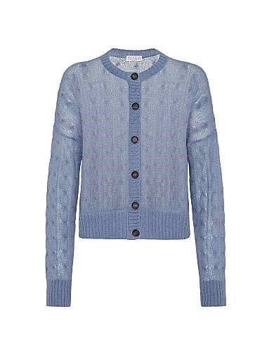 Кардиган с косичками из мохера и шерсти от Brunello Cucinelli, 50% мохера 11035786