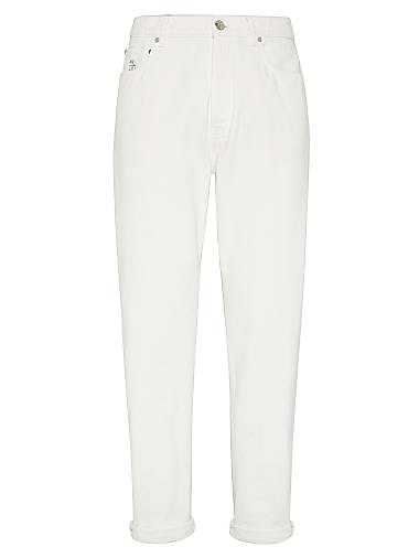 Джинсы Brunello Cucinelli с пятью карманами, классический крой, 100% хлопок, производство Италия 11036167