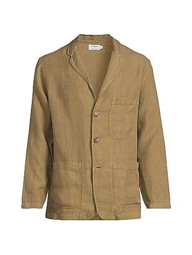 Льняной пиджак Corridor с тремя пуговицами из португальского льна, накладными карманами и длинными рукавами 11011974