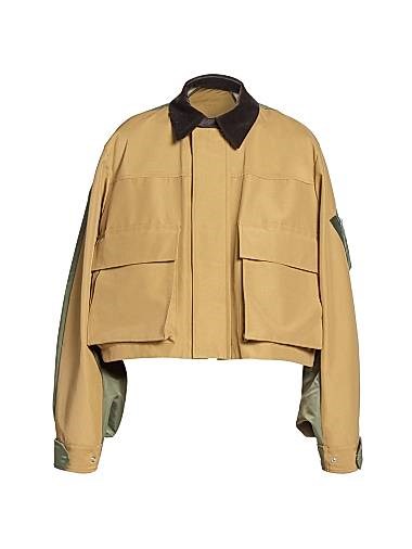 Куртка-блузон Sacai из габардина и нейлона с длинными рукавами на молнии, сделано в Японии 11034254