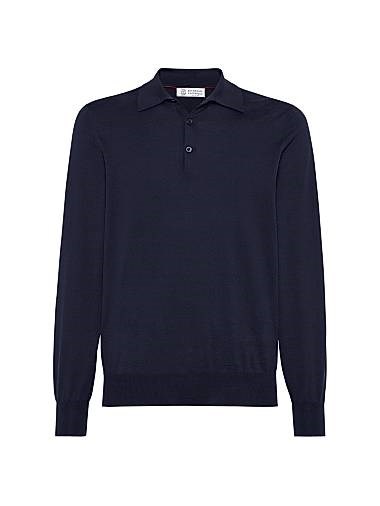 Лёгкий хлопковый лонгслив-поло Brunello Cucinelli с воротником на пуговицах, 100% хлопок, Италия 11031876