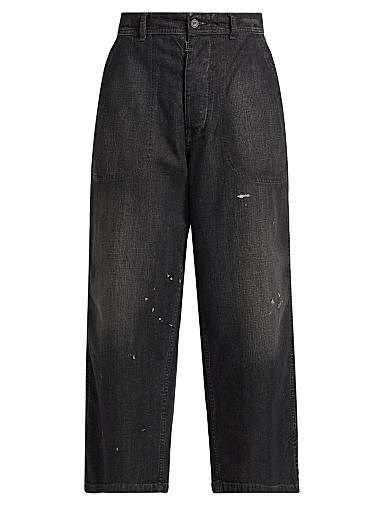 Широкие джинсы Maison Margiela из итальянского хлопкового денима с эффектом винтажной каменной стирки 11031254