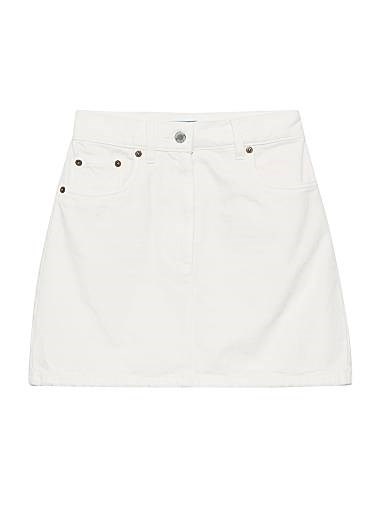 Мини-юбка Prada из денима с высокой талией и классическими карманами, 100% хлопок 11031193