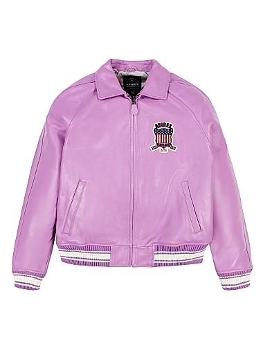 Кожаная куртка-бомбер Fashion Icon Avirex с длинными рукавами и карманами 11031289