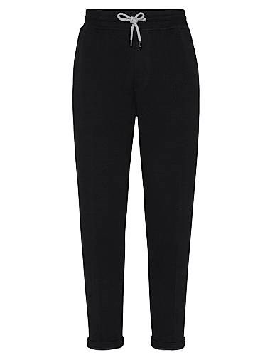 Brunello Cucinelli Брюки из двойного хлопкового французского терри с деталями Crete, 65% хлопка, Италия 11035799