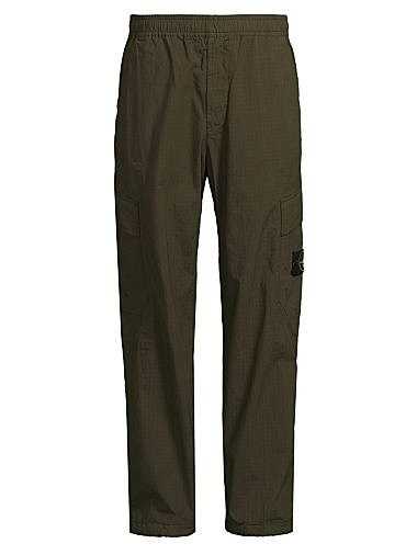 Стрейчевые рипстоп штаны Stone Island с эластичным поясом и карманами на кнопках 11027750