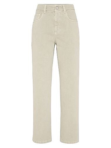 Джинсы свободного кроя из окрашенного денима с пятью карманами Brunello Cucinelli, 100% хлопок, Италия 11031442