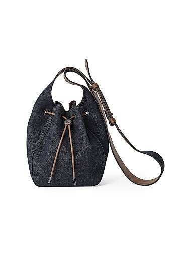 Brunello Cucinelli Сумка-ведро Duo из денима с регулируемым ремешком, съемным внутренним карманом и безникелевой отделкой 11034556