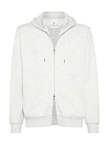 Двухслойное худи с капюшоном от Brunello Cucinelli из хлопка, кашемира и шелка с молнией и карманами 11031874