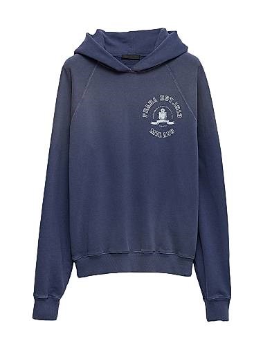 Свободный хлопковый флисовый худи от Prada с принтом, 100% хлопок, лонгслив 11036780