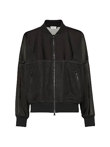 Бомбер из органзы Brunello Cucinelli с блестящей отделкой и двухсторонней застежкой 11035767